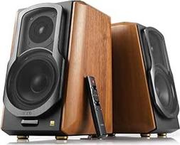 "Edifier S1000MKII 2.0" audiofilinis aktyvusis garsiakalbis su lentyna, 120 W garsiakalbis, "Bluetooth 5.0" su "aptX HD", optinis įėjimas, aktyvusis monitoriaus artimojo lauko garsiakalbis su D klasės stiprintuvu, medinis