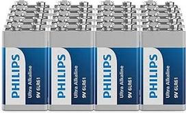 "Philips Ultra" 9V šarminės baterijos, 6LR61 - skirtos dūmų detektoriams ir radijo imtuvams, 20 vnt.