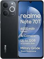 "realme Note 70T" 4G išmanusis telefonas, 4+64GB, 6000 mAh talpos baterija, 7,94 mm itin plonas, T7250 aštuonių branduolių mikroschemų rinkinys, iki 4+8GB dinaminės RAM atminties, "Next AI", įkroviklis neįtrauktas, juodas