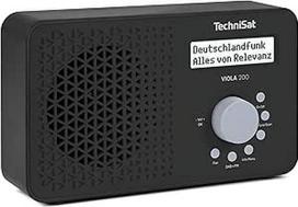 "TechniSat Viola 200" nešiojamasis DAB+/FM radijas (su skystųjų kristalų ekranu, teleskopine antena, mėgstamiausiųjų atmintimi, ausinių lizdu, maitinamas iš tinklo ir akumuliatoriumi, monofoniniu garsiakalbiu, RDS, PLL), juodas