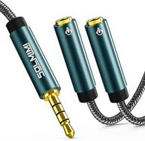 3,5 mm 4 kontaktų vyriškos lyties į dvi TRRS moteriškos lyties jungtis adapteris, tinkantis dviem garso ir mikrofono ausinėms, suderinamas su kompiuteriu, nešiojamuoju kompiuteriu, "Android", "Windows", išmaniaisiais telefonais