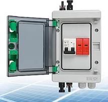 Apsauga nuo viršįtampių PV DC 32A 1000V apsaugos nuo žaibo grandinės pertraukiklis IP65 atsparus vandeniui 1 eilutė 4 modulis saulės fotovoltinės jungties dėžutė