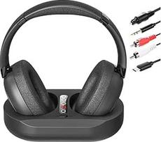 Belaidės TV ausinės senjorams su siųstuvo įkrovimo stotimi, 2,4 GHz RF ir "Bluetooth 5.3" televizoriui, be garso vėlavimo, 50 valandų baterijos veikimo laikas, "Plug & Play", "Over-Ear" dovanos vyresnio amžiaus tėvams