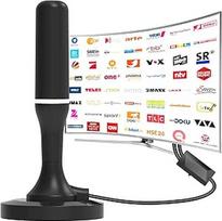 DVB-T/DVB-T2 antena, HDTV vidaus antena televizoriui, 360° priėmimo kampu, su stiprintuvu ir magnetiniu pagrindu, 3 metrų ilgio kabeliu, palaiko 4K/1080P - visiems televizoriams DAB/UHF/VHF
