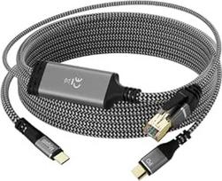 Ethernet + 100 W PD į USB-C adapterį (1,8 metro), 1Gbps Gigabit Type C to RJ45 LAN tinklo adapteris su maitinimo tiekimu - suderinamas su nešiojamuoju kompiuteriu, "MacBook Pro/Air", "Dell XPS", "iPad Pro", "iPhone15/16/17