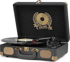 Gramofonas, "Bluetooth" plokštelių grotuvas, senovinių vinilinių plokštelių grotuvas, skaitmeninis USB išėjimas, 3 greičių 33/45/78 aps/min su įmontuotu stereofoniniu garsiakalbiu, RCA ir AUX įvestimi