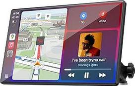LAMTTO Belaidis "Carplay" ekranas "A-ppIe CarPlay" ir "Android" automobiliams 9 colių jutiklinio ekrano ekranas Nešiojami automobiliniai radijo imtuvai Automobilinis grojimo ekranas su navigacija "Bluetooth" Mirror Link Siri ir G00gle FM AUX