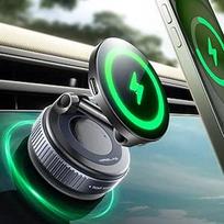 MRGLAS 15W vakuuminis magnetinis mobiliojo telefono laikiklis "Magsafe" įkrovikliui, 360° reguliuojamas siurbtuko laikiklis automobilio prietaisų skydeliui / priekiniam ekranui, vakuuminis magnetinis stovas visiems išmaniesiems telefonams