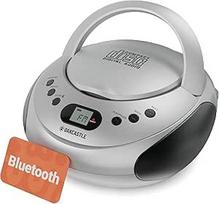 OAKCASTLE CD250 Nešiojamasis "Bluetooth Boombox", lengvai valdomas CD grotuvas vaikams, nešiojamasis CD grotuvas su FM radiju, 30 radijo imtuvų, LED ekranu ir ausinių lizdu (sidabrinis)