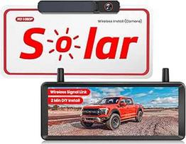 Saulės atbulinės eigos kamera belaidė: 2 minučių montavimas 7,2 colių 1080P HD monitorius su DVR įrašymu Dvigubos antenos Stabilus vaizdas IP69K Vandeniui atsparios atbulinės eigos kameros, skirtos lengvajam automobiliui, sunkvežimiui, priekabai, kemperiu