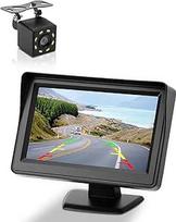 SUPAREE 4,3 colio 1080P atbulinės eigos kamera su monitoriumi Parkavimo pagalba Galinės kameros papildoma įranga su kabeliu, TFT LCD monitoriumi ir cigarečių žiebtuvėlio jungikliu, skirta sunkvežimiams ir visureigiams, atspari vandeniui IP68