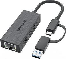 USB C ir Ethernet adapteris, WAVLINK 2.5G USB LAN adapteris, suderinamas su nešiojamaisiais kompiuteriais, kompiuteriais su "Windows 7/8/10", "XP", "Vista", "Mac OS 10.6" ar naujesnėmis versijomis