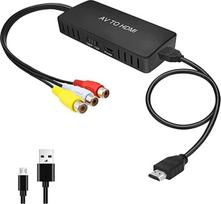 Wrugste RCA į HDMI keitiklis, AV į HDMI adapteris, kompozitinis į HDMI adapteris 1080P, PAL/NTSC, suderinamas su WII/WII U/PS one/PS2/PS3/STB/Xbox/VHS/VCR/Blue-Ray DVD ir kt.