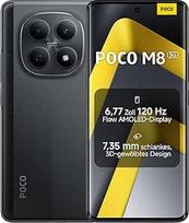 XIAOMI Poco M8 5G išmanusis telefonas, 8GB RAM + 256GB atminties, 6,77 colių 120 Hz "Flow AMOLED" ekranas, "Snapdragon 6 Gen 3", 50 MP AI dviguba kamera, 7,35 mm plonas 3D išlenktas dizainas, juodas