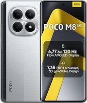 XIAOMI Poco M8 5G išmanusis telefonas, 8GB RAM + 256GB atminties, 6,77 colių 120 Hz "Flow AMOLED" ekranas, "Snapdragon 6 Gen 3", 50 MP dviguba kamera su dirbtiniu intelektu, 7,35 mm plonas 3D išlenktas dizainas, sidabrinės spalvos