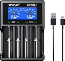XTAR 2022 Naujas VC4H 18650 įkroviklis 4 XTAR 4 lizdų 18650 baterijų įkroviklis su LCD ekranu Universalus C tipo įkroviklis, skirtas ličio jonų baterijoms 18650 22650 20700 16340 14500, AA AAA baterijoms