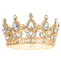 Torto dekoracija „Auksinė karūna su sidabriniais kristalais“ 10 cm – elegantiška princesės torto puošmena