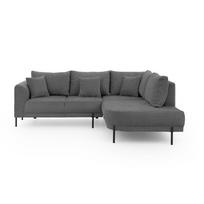 Tamsiai pilkos spalvos kampinė sofa iš šenilinio audinio (su dešiniuoju kampu/„L“ formos) Mauris – Ropez