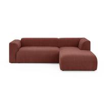 Terakotos spalvos kampinė sofa iš kordinio velveto (su dešiniuoju kampu/su gultu) Merid – Ropez