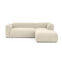 Smėlio spalvos kampinė sofa iš kordinio velveto (su dešiniuoju kampu/su gultu) Merid – Ropez