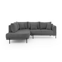 Tamsiai pilkos spalvos kampinė sofa iš šenilinio audinio (su kairiuoju kampu/„L“ formos) Mauris – Ropez
