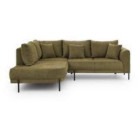 Žalios spalvos kampinė sofa iš šenilinio audinio (su kairiuoju kampu/„L“ formos) Mauris – Ropez