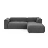 Tamsiai pilkos spalvos kampinė sofa iš kordinio velveto (su dešiniuoju kampu/su gultu) Merid – Ropez