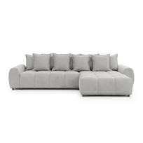 Šviesiai pilkos spalvos kampinė sofa (su dešiniuoju kampu/su gultu) Albane – Ropez