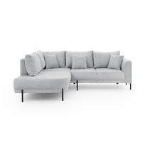 Šviesiai pilkos spalvos kampinė sofa iš šenilinio audinio (su kairiuoju kampu/„L“ formos) Mauris – Ropez