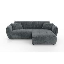 Tamsiai pilkos spalvos kampinė sofa iš šenilinio audinio (su dešiniuoju kampu/su gultu) Nelia – Ropez