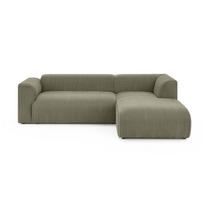 Žalios spalvos kampinė sofa iš kordinio velveto (su dešiniuoju kampu/su gultu) Merid – Ropez