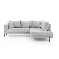Šviesiai pilkos spalvos kampinė sofa iš šenilinio audinio (su dešiniuoju kampu/„L“ formos) Mauris – Ropez