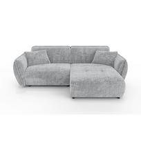 Šviesiai pilkos spalvos kampinė sofa iš šenilinio audinio (su dešiniuoju kampu/su gultu) Nelia – Ropez