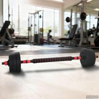 2-in-1 hantelių ir štangos rinkinys 30kg Juoda ir raudona