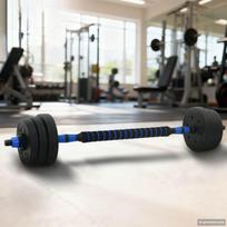 2-in-1 hantelių ir štangos rinkinys 30kg Juoda ir mėlyna