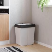 Dviguba šiukšliadėžė, baltos spalvos, 2x25l