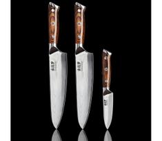 Gudaro rinkinys 2x damasko šefo peilis FENG 8" + 1x damasko virtuvinis peilis FENG 3,5"