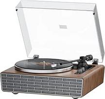 "All in One" patefonas su integruotu garsiakalbiu, "Bluetooth" HiFi grotuvas su magnetine kasete AT-3600L, foninis stiprintuvas, 33/45 aps/min, 2 greičiai, diržinė pavara, AUX IN/RCA išvestis