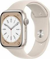 "Apple Watch Series 8" (GPS, 45 mm) - "Starlight" aliuminio korpusas su "Starlight" sportiniu dirželiu (Atnaujintas)