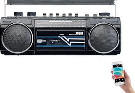 "auvisio Retro Boombox" su kasečių grotuvu, radijo imtuvu, USB, SD ir "Bluetooth", 8 W (Retro kasečių grotuvas, radijo kasečių grotuvas, kasečių magnetofonas)