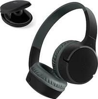 "Belkin SoundForm Mini" belaidės vaikiškos ausinės su integruotu mikrofonu ir linksmais lipdukais, 30 valandų atkūrimo - ausinės per ausis mokymuisi, šventėms, "iPhone", "iPad", "Galaxy" - juodos spalvos
