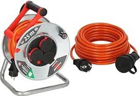 "Brennenstuhl Garant S V2 IP44" kabelio ritė, 25 m, lauko ir "Bremaxx" prailginimo kabelis (10 m oranžinės spalvos kabelis, skirtas naudoti lauke, IP44, maitinimo kabelį galima naudoti iki -35 °C, atsparus alyvai ir UV spinduliams)