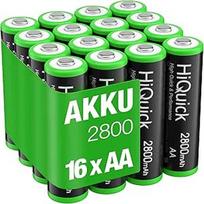 "HiQuick" AA baterija, 2800 mAh, 16 vnt. AA NI-MH įkraunamų baterijų, 1,2 V mažo savaiminio išsikrovimo įkraunama baterija
