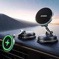 "JOYROOM Magsafe" automobilinis laikiklis su įkrovimo funkcija 15 W, vakuuminis ir stipriausias gelinis mobiliojo telefono laikiklis automobilyje su įkrovimo funkcija, 360° pasukamas ir sulankstomas įkroviklis, magnetinis mobiliojo telefono laikiklis auto