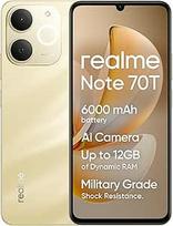 "realme Note 70T" 4G išmanusis telefonas, 4+64GB, 6000 mAh talpos baterija, 7,94 mm itin plonas, T7250 aštuonių branduolių mikroschemų rinkinys, iki 4+8GB dinaminės RAM atminties, "Next AI", įkroviklis neįtrauktas, auksinis