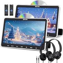 10,5 colio DVD grotuvas automobilinis 2 ekranai, nešiojamas automobilinis DVD grotuvas su HDMI įvestimi, disko įkrovimo lizdu, 2 ausinėmis ir galvos atlošo laikikliu, palaiko paskutinę atmintį, USB/TF kortelę