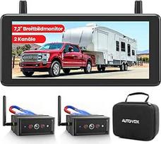 AUTO-VOX magnetinė atbulinės eigos kamera belaidė: 7,2 colių 1080P padalytas monitorius su DVR, dviguba kamera, 6600 mAh baterija, atbulinės eigos kameros su IR naktinio matymo funkcija, skirtos nameliams ant ratų, priekaboms ir sunkvežimiams