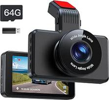 Automobilinė priekinė prietaisų skydelio kamera su 64GB SD kortele, 3 colių IPS ekrano automobilinė kamera 1080P FHD automobilinė kamera Vaizdo registratorius Automobilinė prietaisų skydelio kamera su 170° plačiu kampu, naktinis matymas, WDR, kilpa, maks