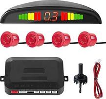 Automobilio parkavimo pagalba 4 galiniai jutikliai atbulinės eigos pagalba automobilio atbulinės eigos signalizacija parkavimo sistema parkavimo jutikliai atbulinės eigos parkavimo pagalba 12 V LCD ekranas garsinis signalas įspėjimas raudona spalva