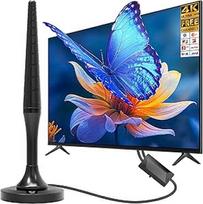 DVB-T2 antena su vidiniu apsauginiu skydeliu - Zimmerantenne für Fernseher mit Starkem Magnetfuß, 4K UHD Full HD TV antena, 360° Empfang bis 400 km, pigus siuntiklis visiems išmaniesiems televizoriams